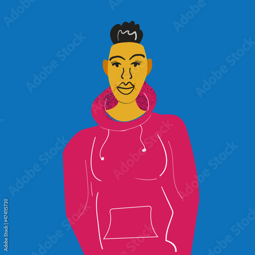 Middle age lesbian woman wearing a hoodie