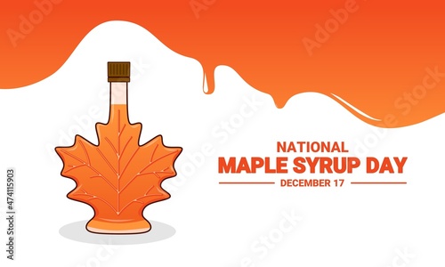 Vector illustration, maple leaf shape syrup bottle, isolated on a white background, as a banner, poster or template, National Maple Syrup Day.