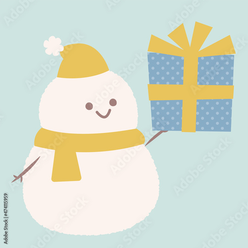 プレゼントを持っている雪だるまのイラスト
