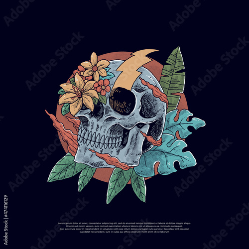 skull vintage illustration design