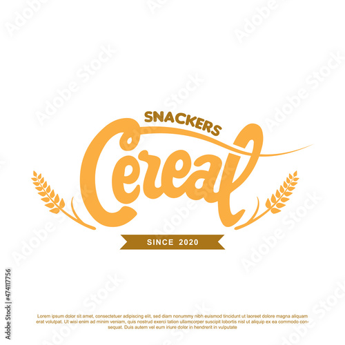 Vintage lettering snack cereal logo design vector illustration.