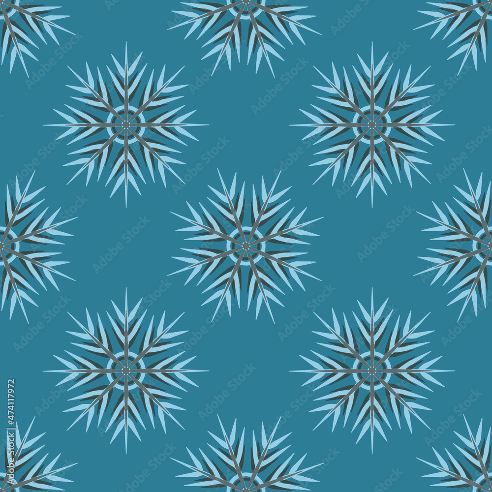 A seamless pattern on a square background is snowflakes. Design element A seamless pattern on a square background is snowflakes. Design element