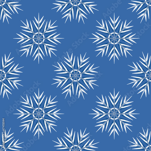 A seamless pattern on a square background is snowflakes. Design element