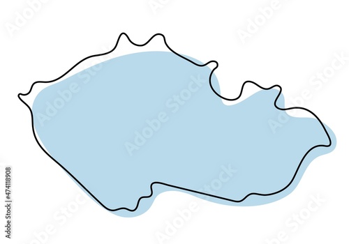 Stylized simple outline map of Czech icon. Blue sketch map of Czech  illustration