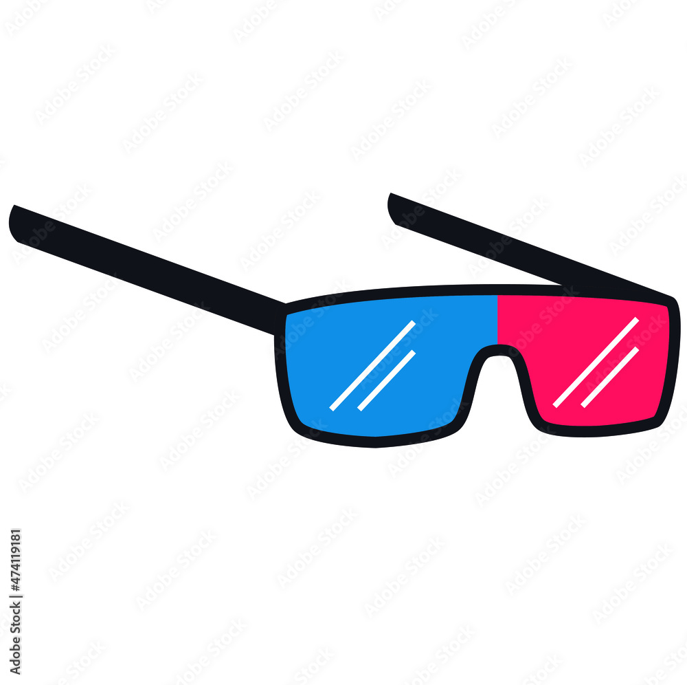 Gafas 3D Para Cine. Aislado En El Fondo Blanco. Vector Color