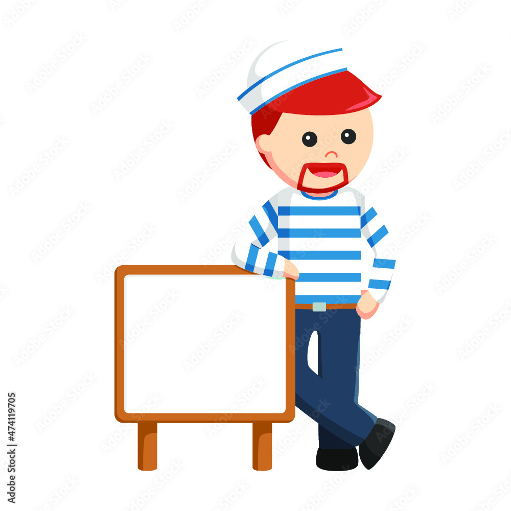 sailor Standing Beside In Sign design character on white background
