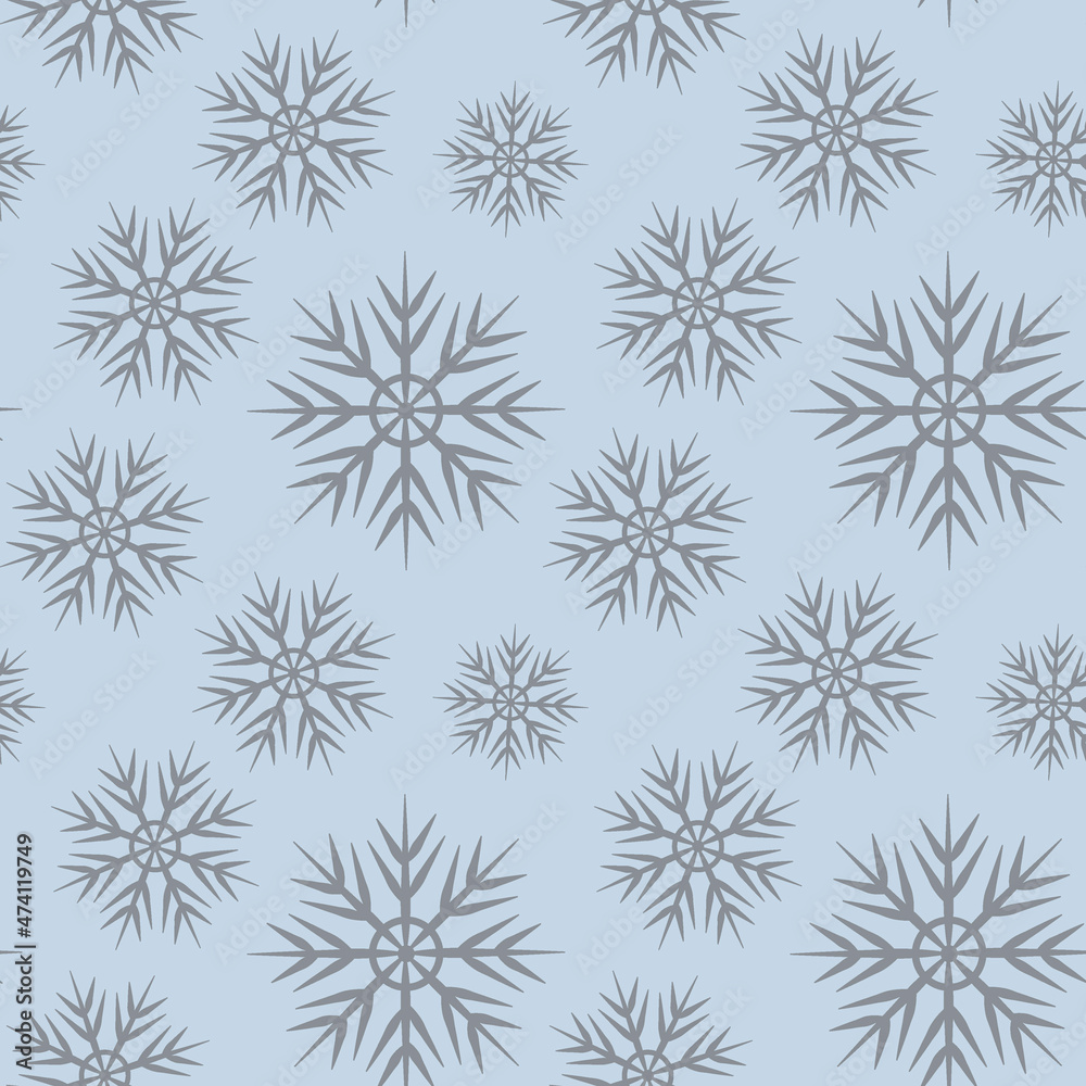 A seamless pattern on a square background is snowflakes. Design element A seamless pattern on a square background is snowflakes. Design element