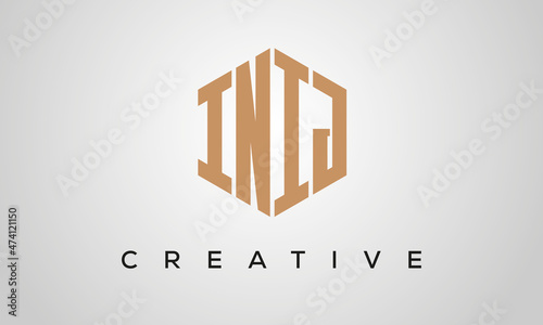 letters INIJ creative polygon hexagon logo victor template