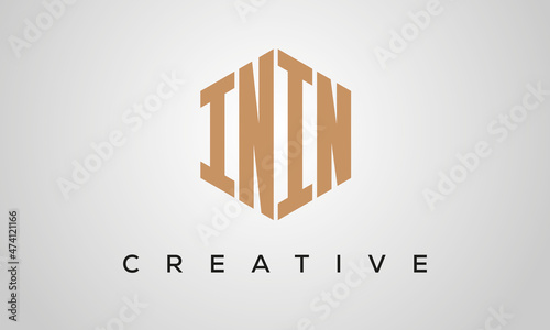 letters ININ creative polygon hexagon logo victor template photo
