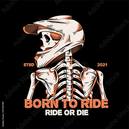 hand drawn skeleton use the cross motorcycle helmet