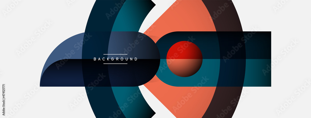 Geometric abstract background. Round shapes, circles, lines composition for wallpaper banner background or landing page