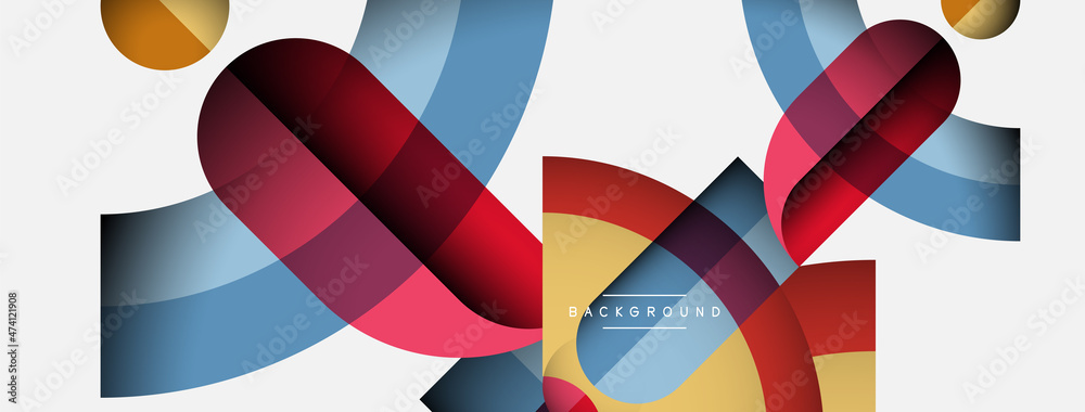 Geometric abstract background. Round shapes, circles, lines composition for wallpaper banner background or landing page Geometric abstract background. Round shapes, circles, lines composition for wallpaper banner background or landing page