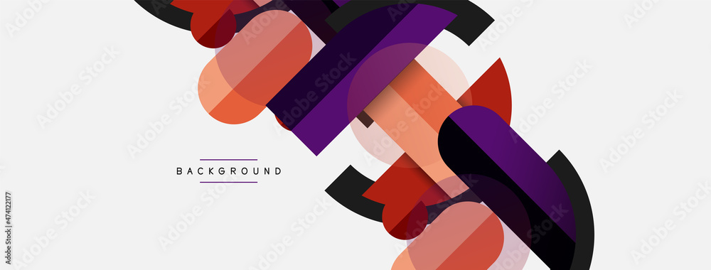 Geometric shapes composition abstract background. Circles lines and rectangles. Vector illustration for wallpaper banner background or landing page