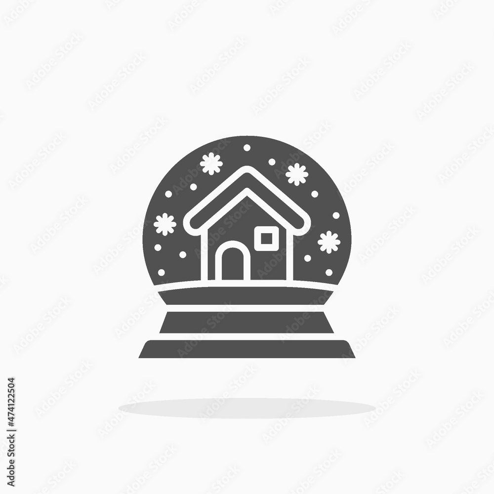 Snowglobe with house icon. Solid or glyph style. Vector illustration. Enjoy this icon for your project.