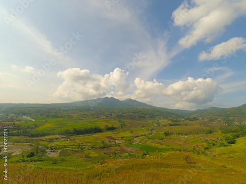 Photo background view of the valley from the top of the hill in the Cicalengka area, IndonesiaEDIA