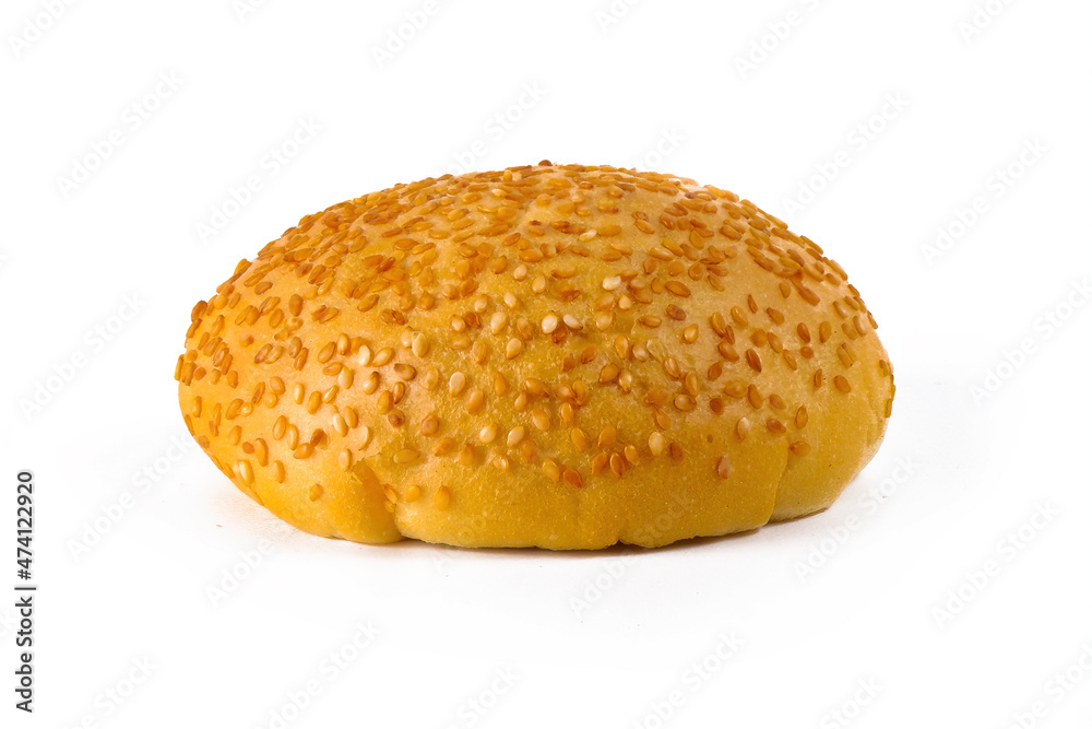 hamburger buns sprinkled with sesame seeds, isolated on a white background hamburger buns sprinkled with sesame seeds, isolated on a white background