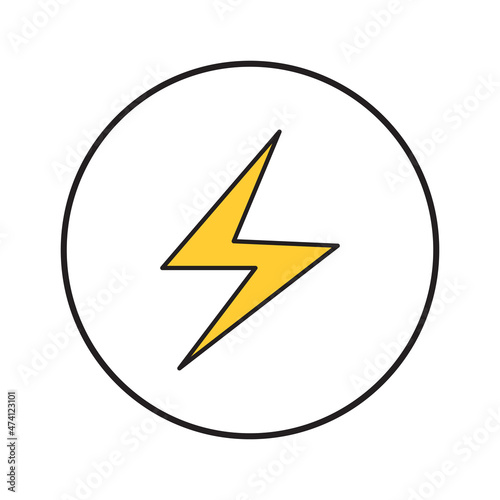 Electric power icon. Lightning symbol. Black circle. Thunder energy. Nature background. Vector illustration. Stock image. Free Download Electric power icon. Lightning symbol. Black circle. Thunder energy. Nature background. Vector illustration. Stock image. - GFXLoad