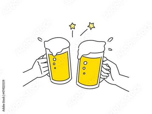 ビールで乾杯するイメージイラスト