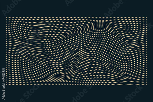 Abstract luxury gold wave dots pattern isolated on dark blue background in concept luxury