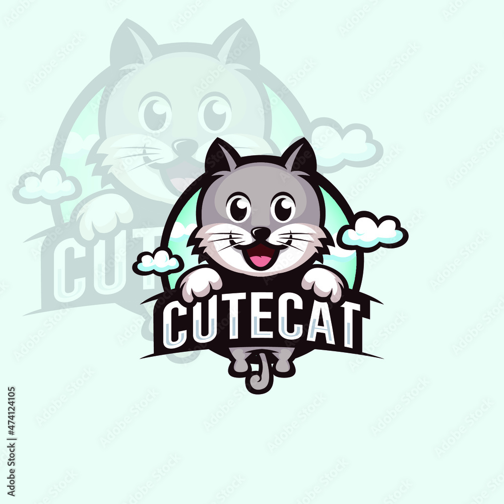 Obraz premium Cute Cat Mascot Logo