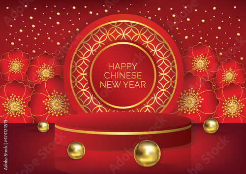 chinese new year product display for show art vector background 
