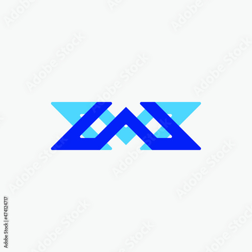 Initial letter WM rectangular shape with harmonious colors.