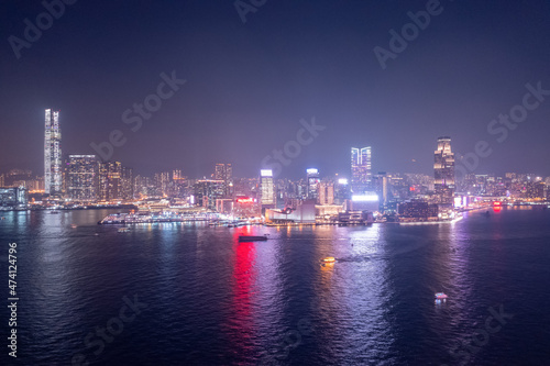 the night of Tsim Sha Tsui from Victoria Harbour 11 Dec 2019 photo