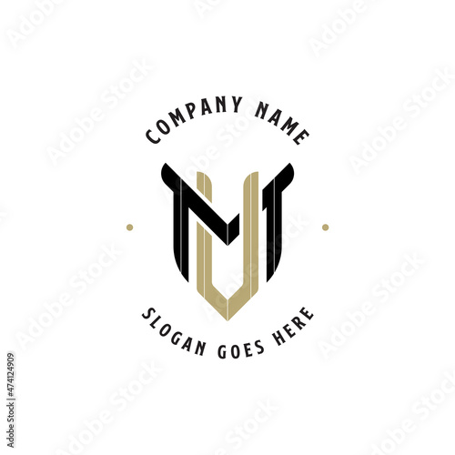 Lettering monogram MV or MU logo design vector, initial name of MV or MU vector illustration