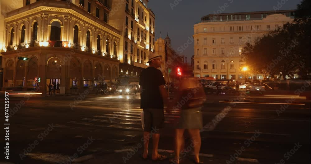 time lapse of hotel parque central and traffic in vieja havana, Cuba