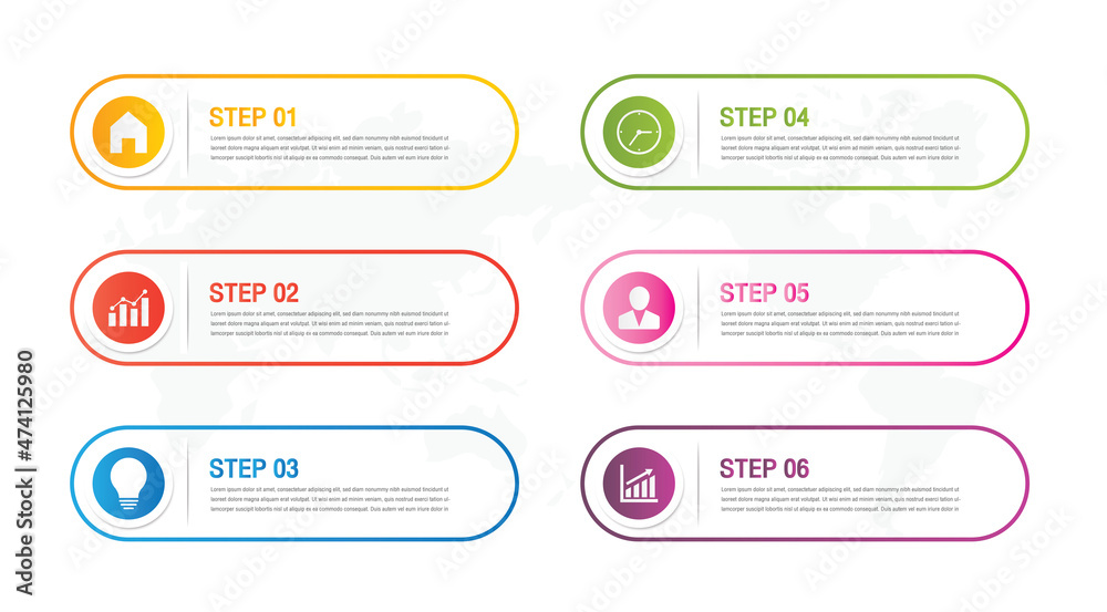 Obraz premium six timeline infographic template.Presentation business infographic template with 6 options