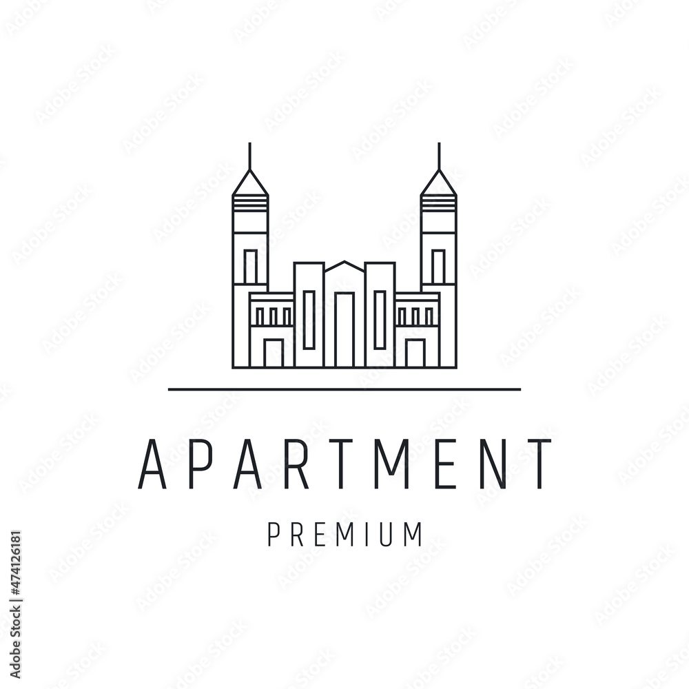 Apartment Logo Real Estate design with Line Art On White Backround 
