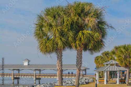 St. Simons Island Pier in Neptune Park on St. Simons Sound, Glynn County, Georgia photo