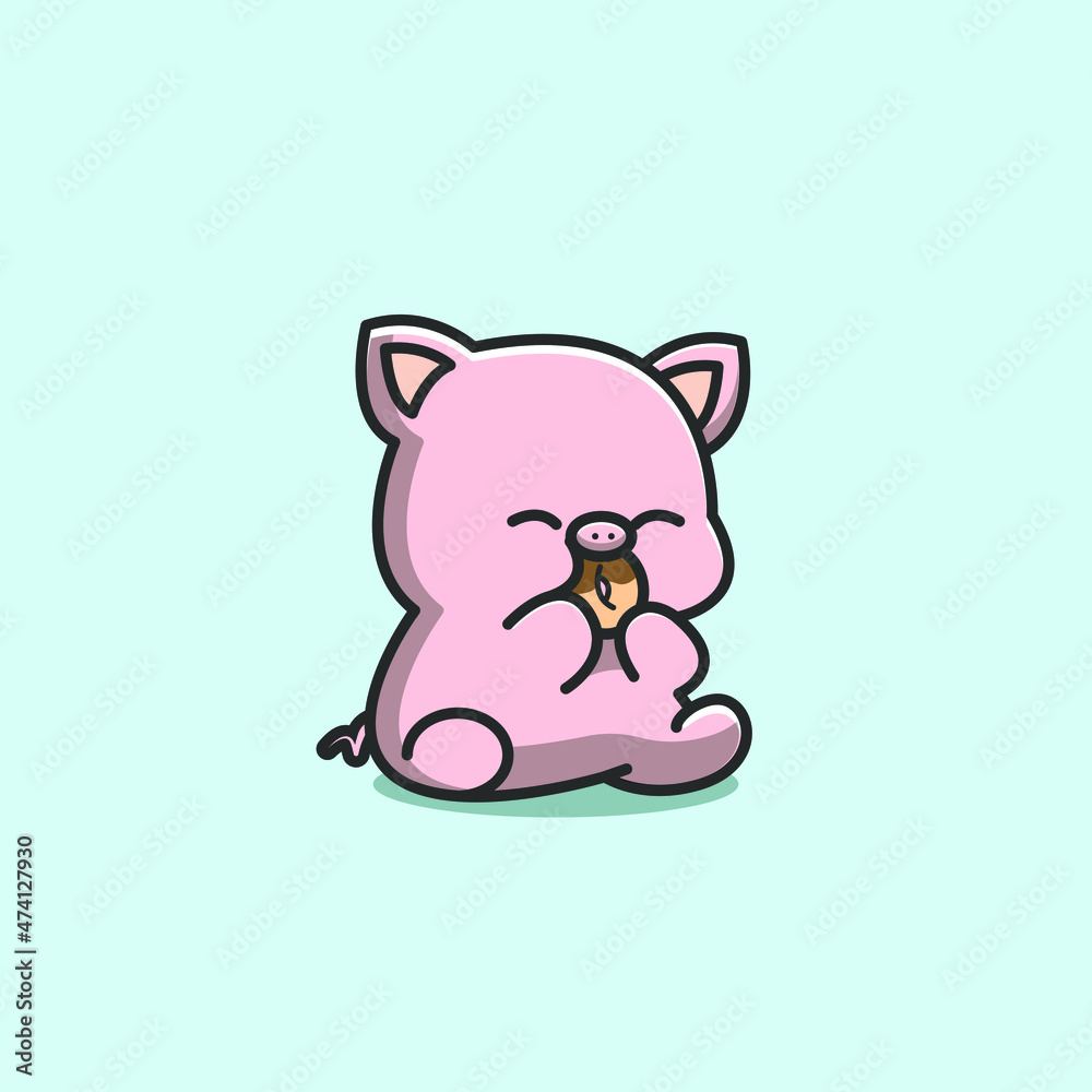 greedy cute pig eating donuts greedy cute pig eating donuts