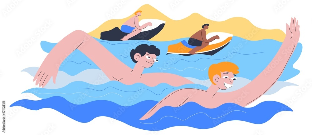 People swimming summer vacation or weekends vector