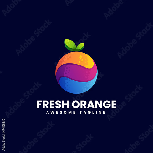 Vector Logo Illustration Fresh Orange Gradient Colorful Style.