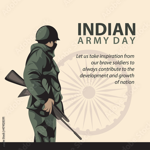 illustration of Indian Army solder nation hero Indian Army Day background. vector illustration.