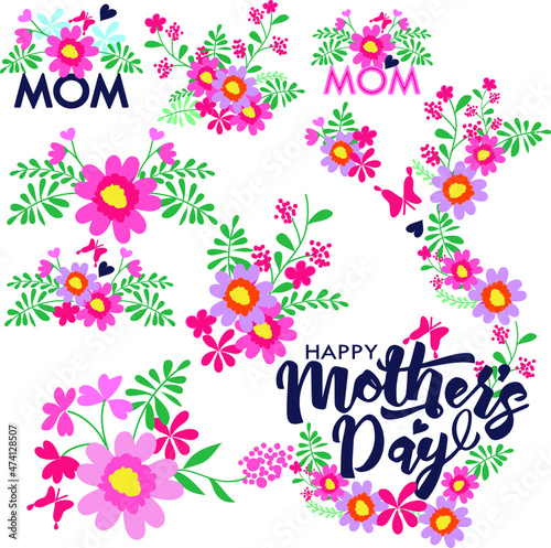 mothers day flower bunches illustration