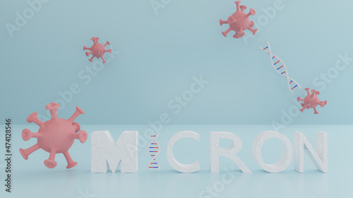 3d illustration rendering. Coronavirus Variant Omicron, which new strain of coronavirus.