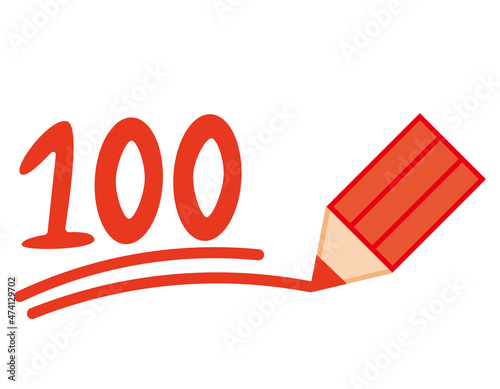 可愛い鉛筆　100点　文房具　アイコン　可愛い鉛筆