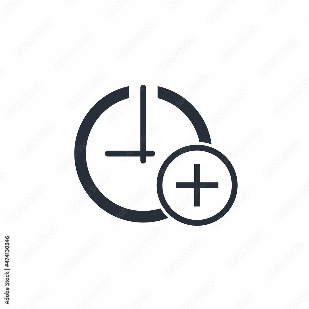 Extra time, moment. Chance a plus. Additional feature, opportunity. Vector linear icon isolated on white background. Extra time, moment. Chance a plus. Additional feature, opportunity. Vector linear icon isolated on white background.