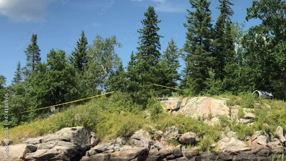 Bear trap at backcountry campsite pan left Caddy Lake Whiteshell Provincial Park Manitoba Canada Bear trap at backcountry campsite pan left Caddy Lake Whiteshell Provincial Park Manitoba Canada