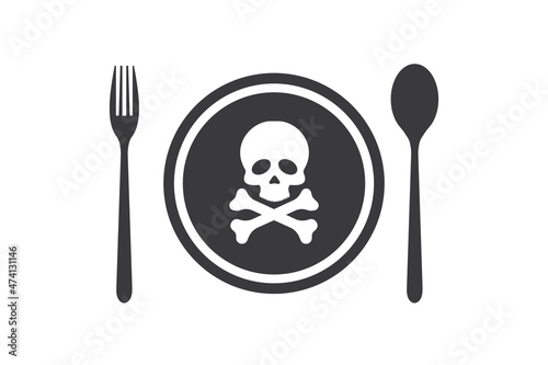 Tableware vector illustration with a skull on white background for website, application, printing, document, poster design, etc. vector EPS10