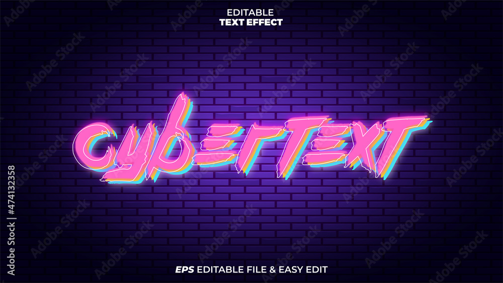 Obraz premium Cybertext Neon Editable Text Effect