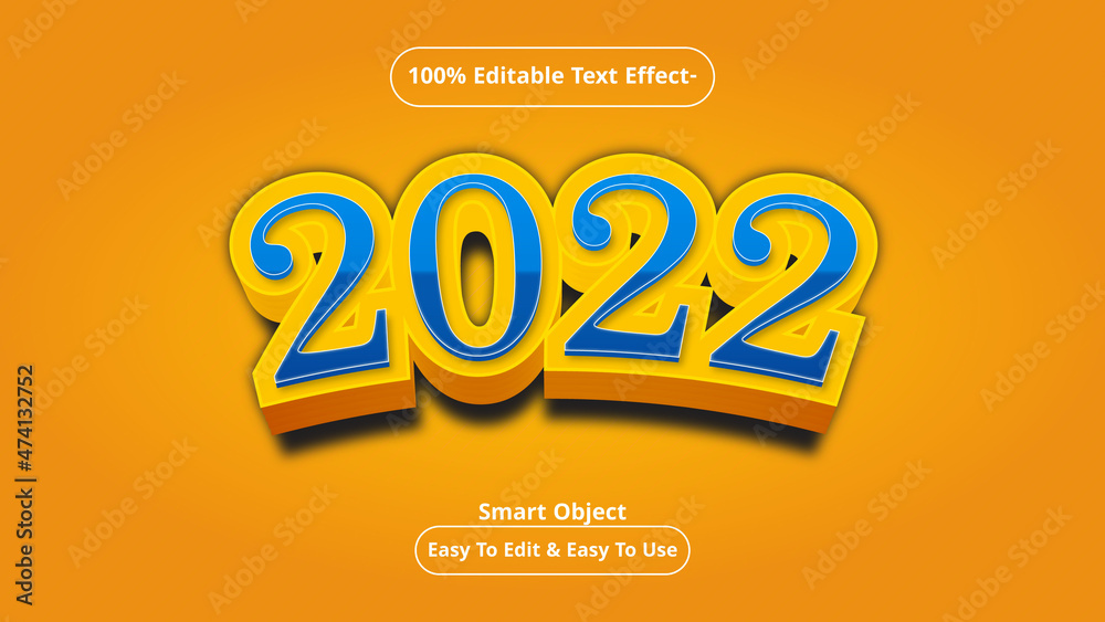 New year 2022 editable 3d text effect vector 