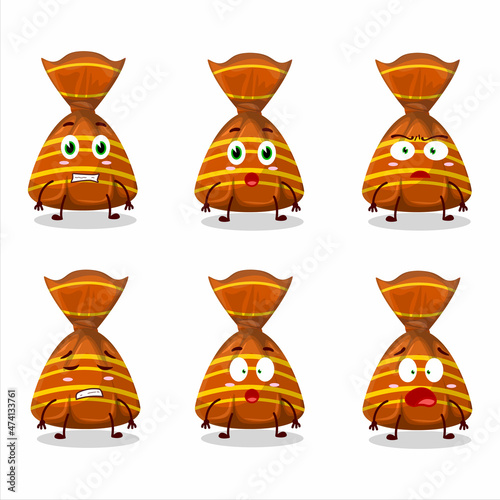 Character cartoon of orange candy wrappers with scared expression
