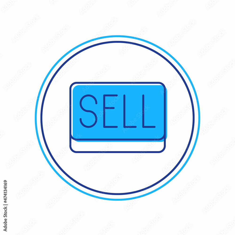 Filled outline Sell button icon isolated on white background. Financial and stock investment market concept. Vector Filled outline Sell button icon isolated on white background. Financial and stock investment market concept. Vector