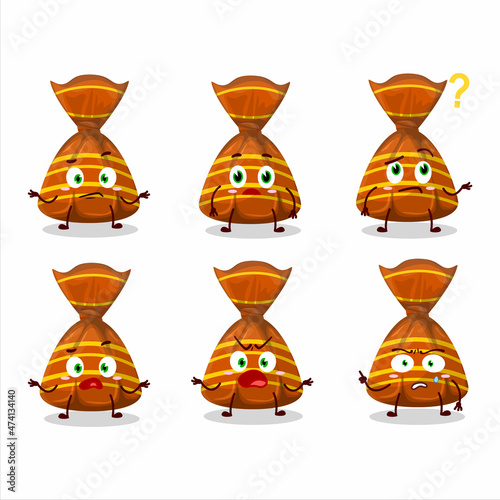 Cartoon character of orange candy wrappers with what expression