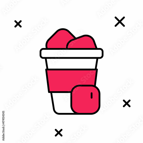 Filled outline Iced coffee icon isolated on white background. Vector