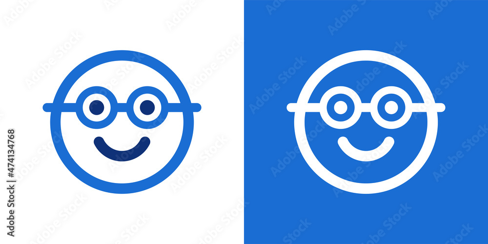 Emoticon with glasses icon vector illustration. Nerdy face emoji Emoticon with glasses icon vector illustration. Nerdy face emoji