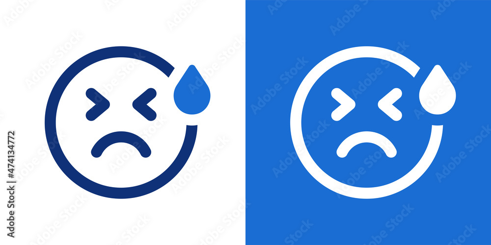 Stressful face, feeling anxiety and depressed emoticon. Unhappy symbol Stressful face, feeling anxiety and depressed emoticon. Unhappy symbol